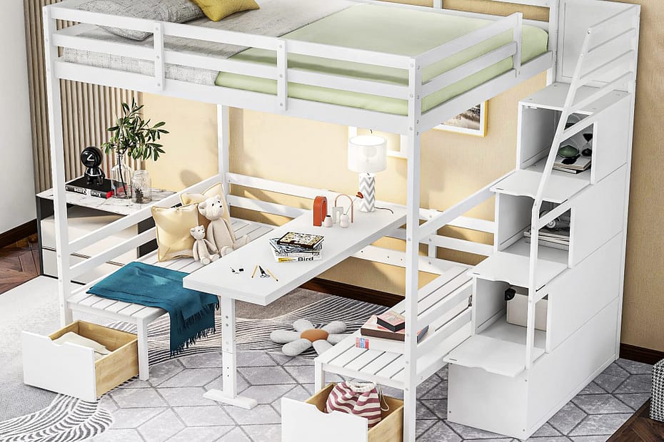 Convertible Bunk Beds With Additional Features (E.G., Storage, Desks)